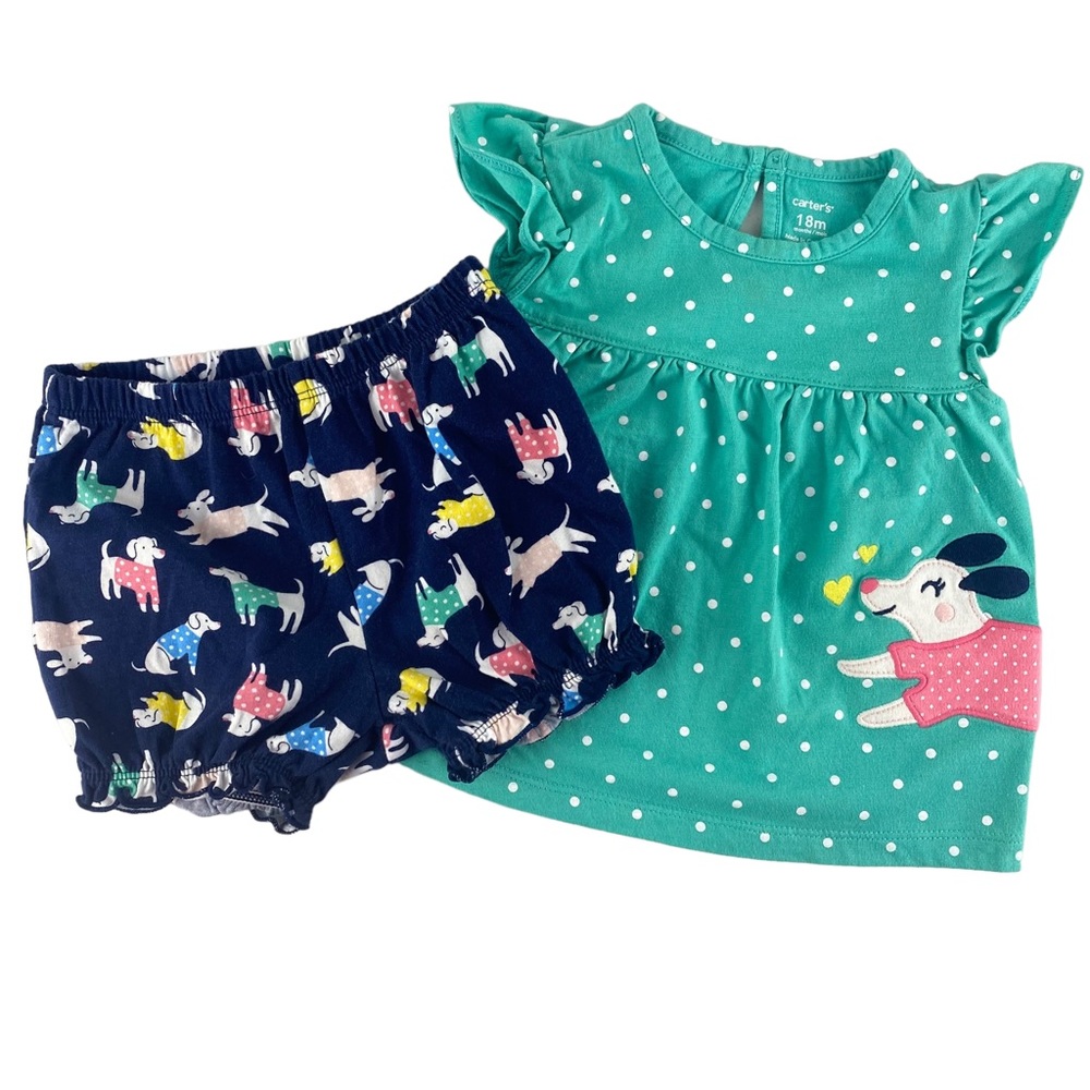 Carters 2 Piece Dog Short Sleeve Shirt & Short Set - Size 18M